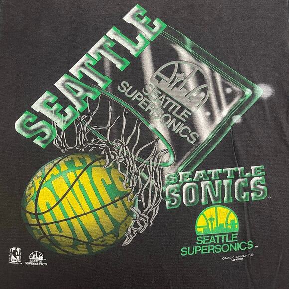 Vintage Seattle Super Sonics 90s Magic Johnson Tees Tag size Large - Picture 2 of 5